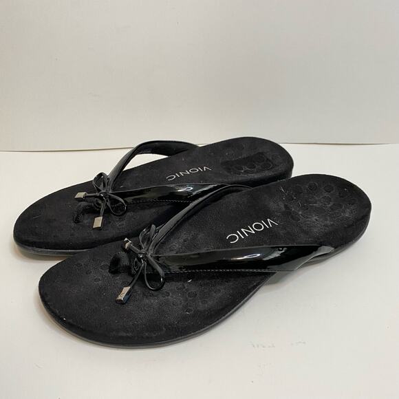 Vionic Women's Sandals Bella Thong Flip Flop Orthotic Comfort Black Size 10 - Picture 1 of 5
